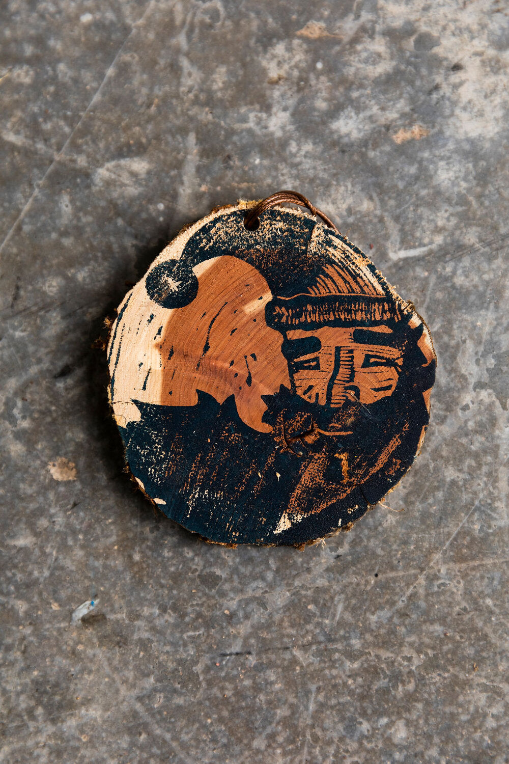 Crescent Santa Hand Printed Ornament
