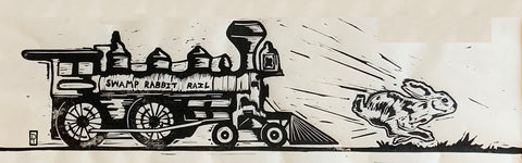 Swamp Rabbit Rail | 12 x 20 | Linoleum Block Print