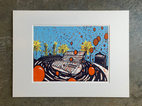 The Most Exciting 25 Seconds in College Football | 18" x 24" | 5 Color Linoleum Block Print