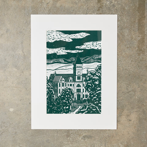 Tillman Hall | 18"x24" | Linoleum Block Print