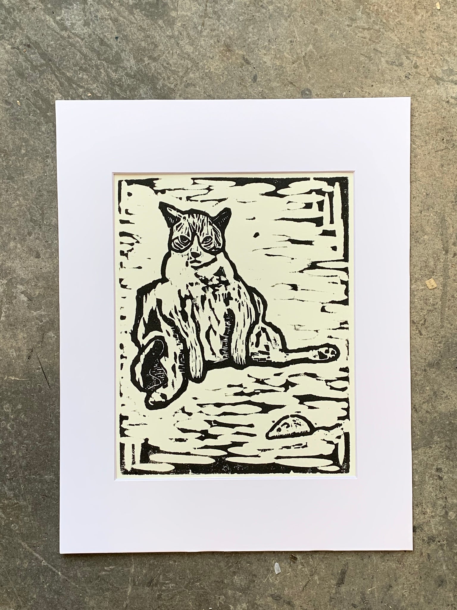 Meow | 11"x14" | Woodblock Print